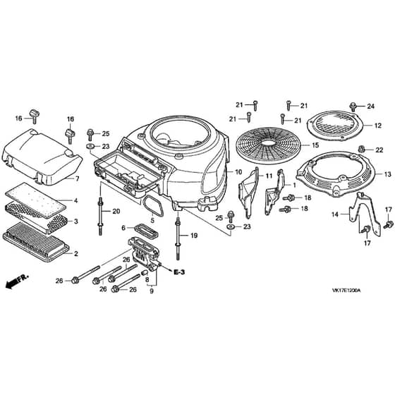 Honda HF2417K2-HTE -  Fan Cover Diagram