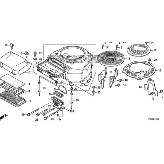 Honda HF2417K3-HME -  Fan Cover Diagram