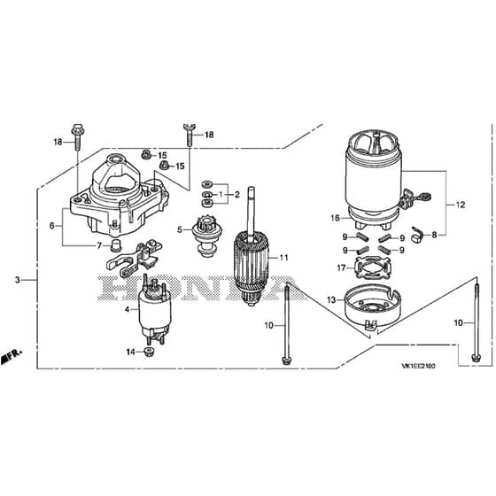 Honda HF2417K3-HME -  Starter Motor Diagram