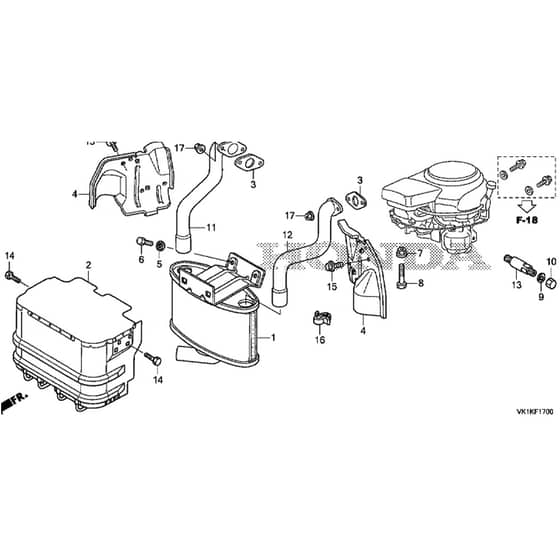 Honda HF2417K5-HTE -  Muffler Diagram