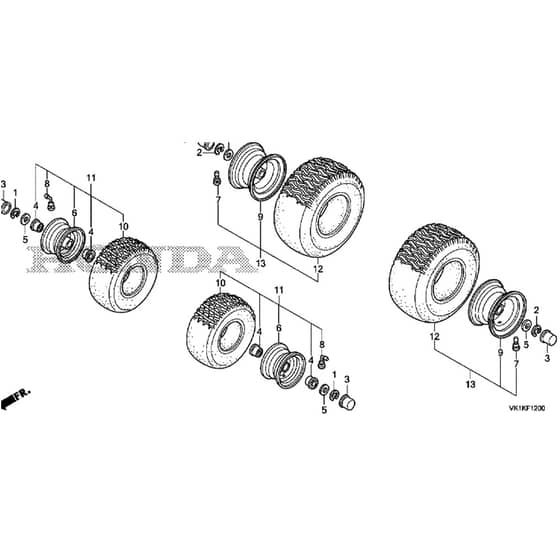 Honda HF2417K5-HTE -  Wheel Diagram