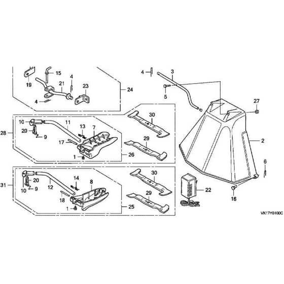 Honda HF2620-HTE -  Deflector Diagram