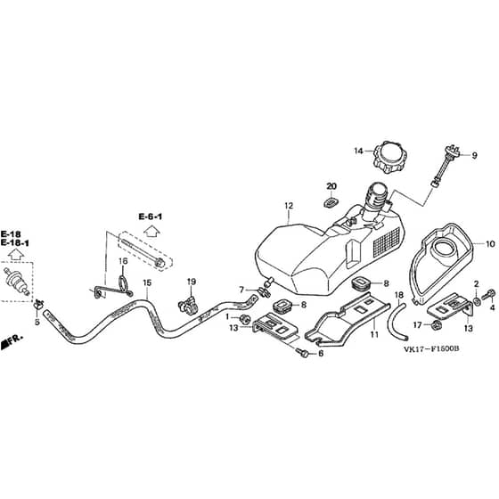 Honda HF2620K1-HME -  Fuel Tank Diagram