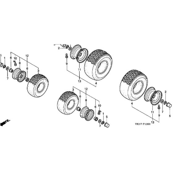 Honda HF2620K1-HTE -  Wheel Diagram