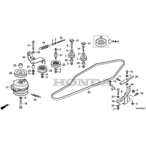 Honda HF2622-HMF -  Mission Pulley Diagram