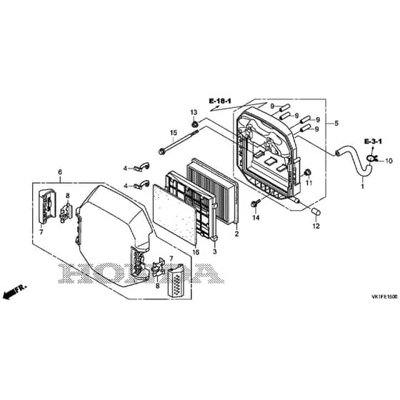 Honda HF2622K1-HTE -  Air Cleaner Diagram