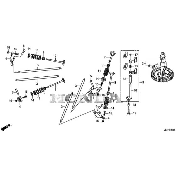 Honda HF2622K1-HTE -  Camshaft Diagram