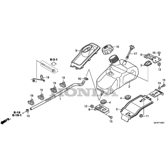 Honda HF2622K1-HTE -  Fuel Tank Diagram