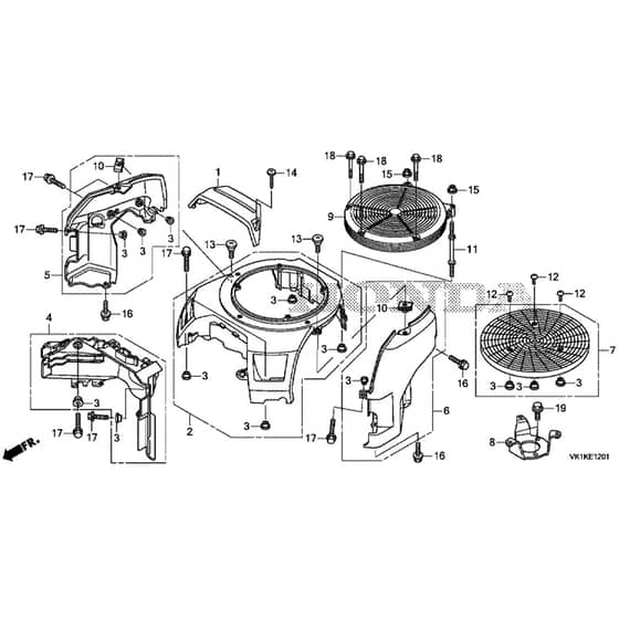 Honda HF2625-HTEH -  Fan Cover Diagram