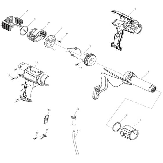 Makita HG6031V - Heat Gun - Power Tool Diagram