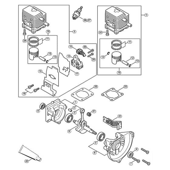 Genuine Stihl HL75 K / A - Crankcase, Cylinder