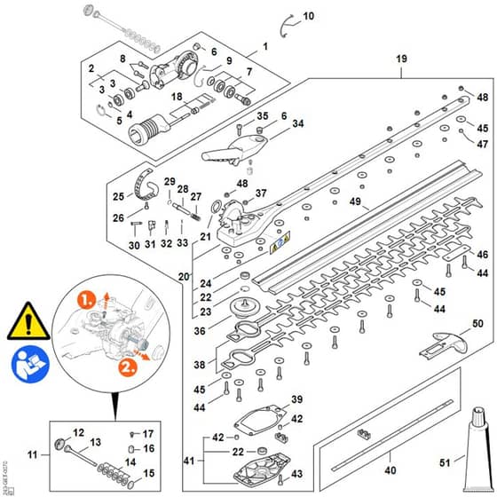 Stihl HL94 KC-E - Angle Drive, Adjustable Thru 145°, 500 Mm - Parts Diagram