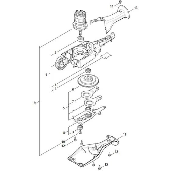 Stihl HLA86 - Gear Head, Electric Motor - Parts Diagram