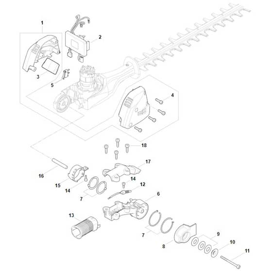 Stihl HLA86 - Motor Housing, Electronic Module - Parts Diagram