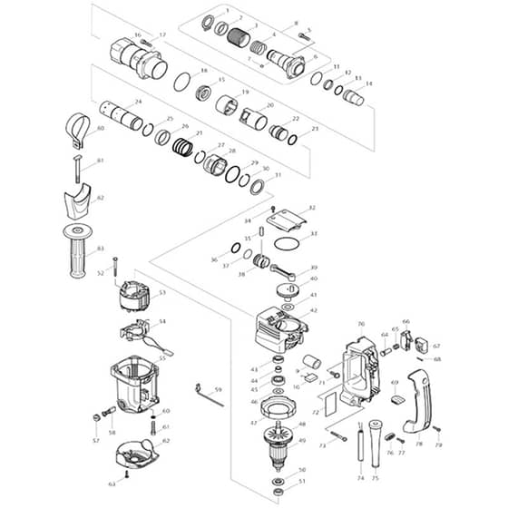Makita HM0830T - Demolition Hammer - Power Tool Diagram