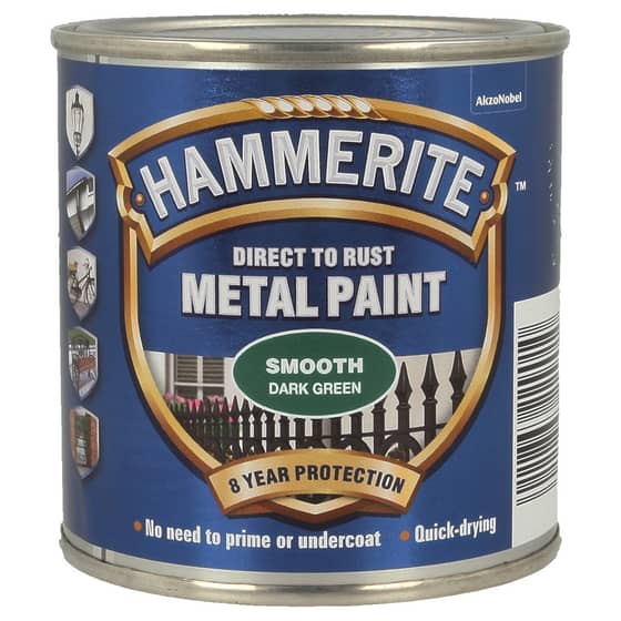 Hammerite Direct to Rust Smooth Finish Metal Paint Dark Green 250ml - 5084889