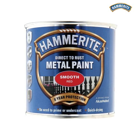 Hammerite Direct to Rust Smooth Finish Metal Paint Red 250ml - 5084869