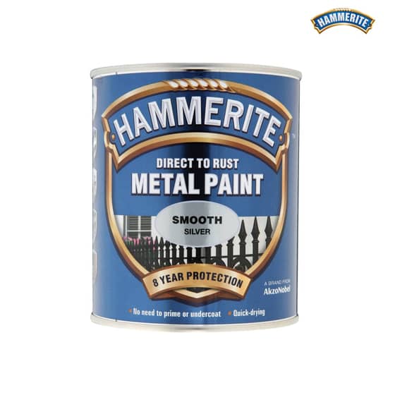 Hammerite Direct to Rust Smooth Finish Metal Paint Silver 250ml - 5084894