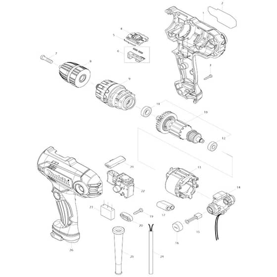 Makita HP0300 - Hammer Driver Drill - Power Tool Diagram