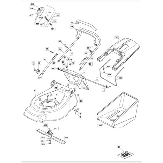 HP 465R - 2008-2010 - 294486038/UM8 - Mountfield Rotary Mower Handle Diagram