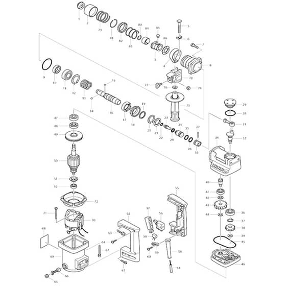Makita HR2010 - Rotary Hammer 20mm - Power Tool Diagram