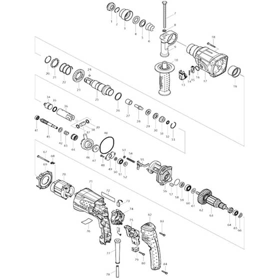 Makita HR2230 - Rotary Hammer 22mm - Power Tool Diagram