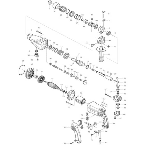 Makita HR2410 - Rotary Hammer - Power Tool Diagram