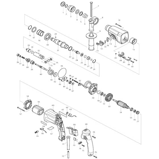 Makita HR2450 - Rotary Hammer 24mm - Power Tool Diagram