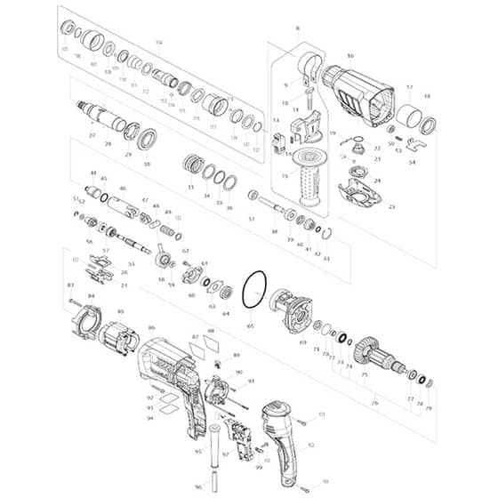 Makita HR2630T - 26mm Combination Hammer - Power Tool Diagram