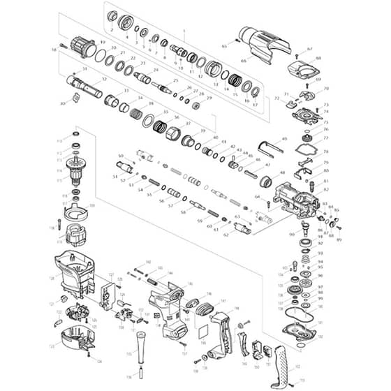 Makita HR3210FCT - Rotary Hammer 32mm - Power Tool Diagram