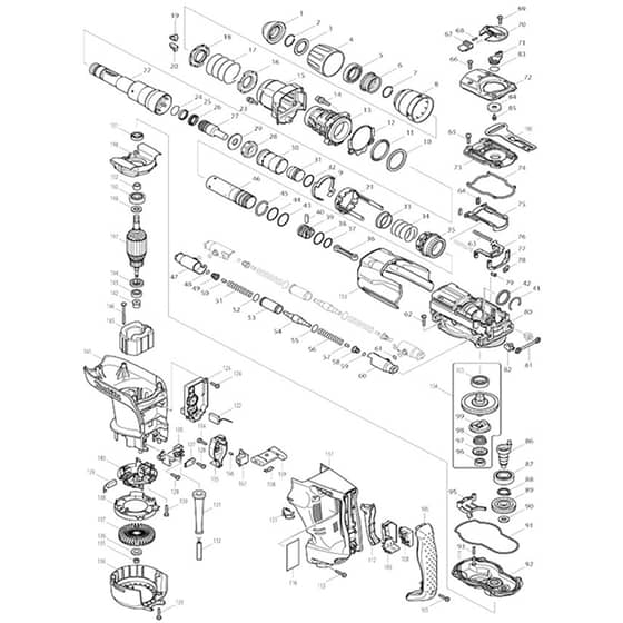 Makita HR4010C - Rotary Hammer 40mm - Power Tool Diagram