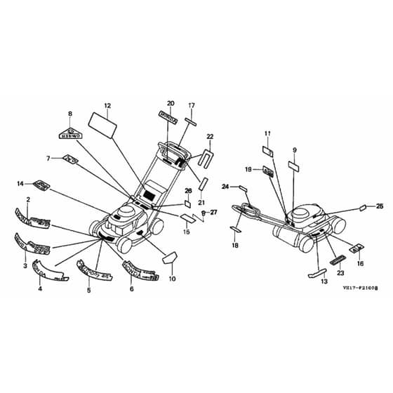 Honda HRB215K2 - SXC - MZBA 6200001-6299999 Label Diagram