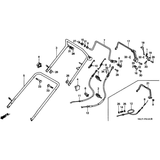 Honda HRB215K3 - HXC - MZBA 6300001-6370093 Handle Pipe Diagram