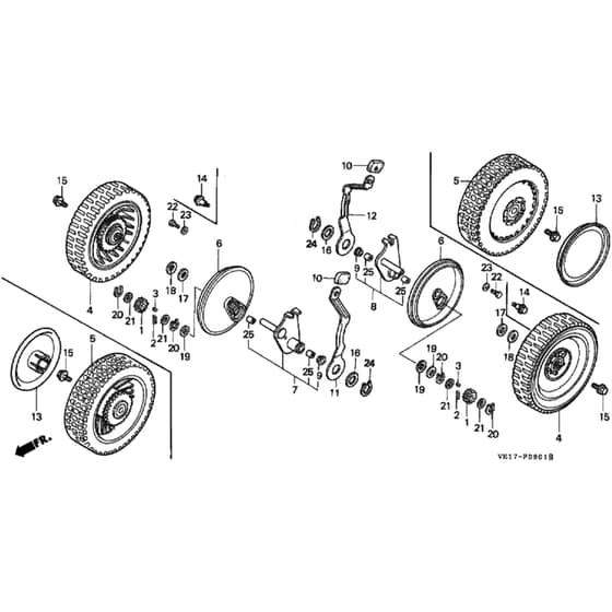 Honda HRB215K3 - SXC/A - MZBA 6372131-6399999 Rear Wheel Diagram