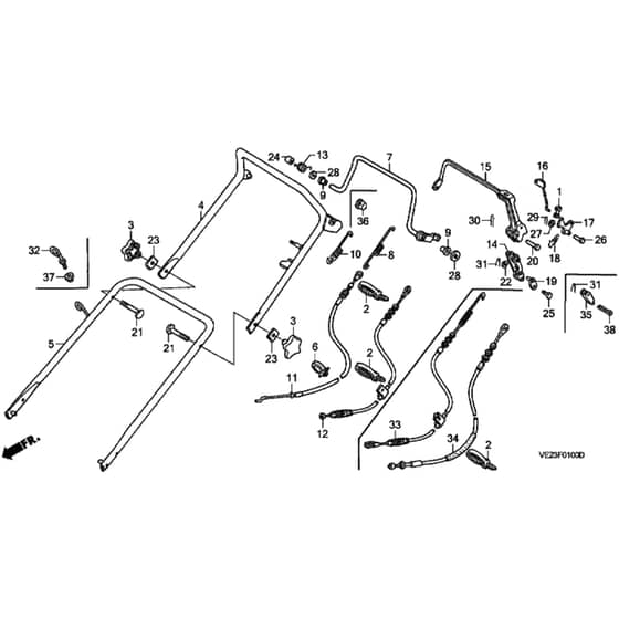 Honda HRB215K4 - HXC - MZBA 6400001-6415006 Handle Pipe Diagram