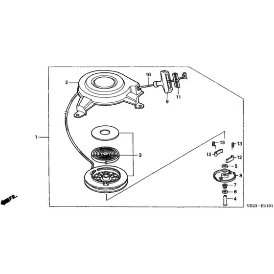 Honda HRB215K4 - HXC - MZBA 6400001-6415006 Recoil Starter Diagram