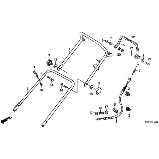 Honda HRB215K4 - PDC - MZBA 6400001-9999999 Handle Pipe Diagram