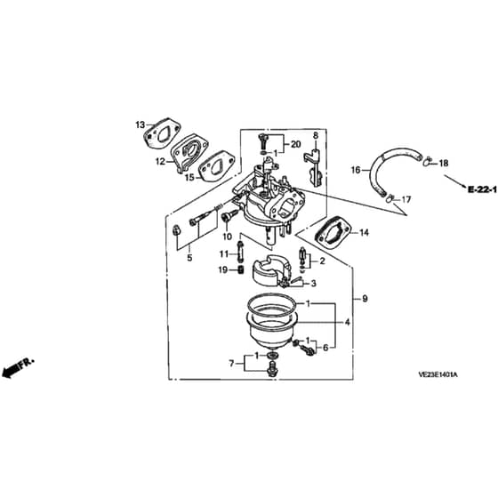 Honda HRB215K4 - PXC/A - MZBA 6400005-9999999 Carburettor Diagram