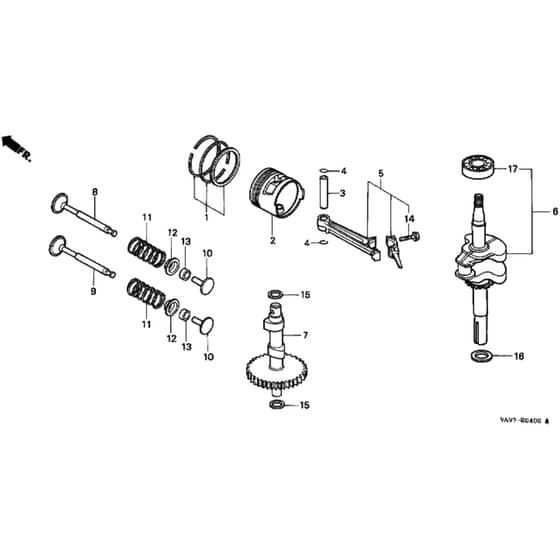 Honda HRB423 - PG - MZBC 8000001-8099999 Piston/Crankshaft/Camshaft Diagram