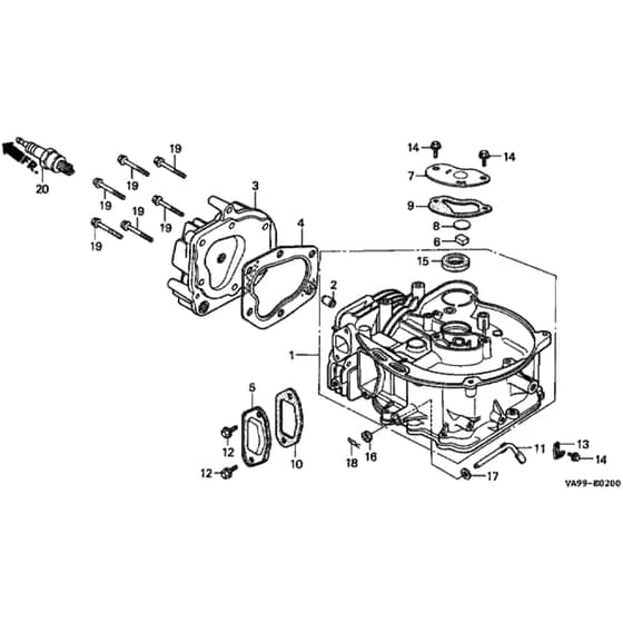 Honda HRB423K1 - QDE - MZBC 8100001- Cylinder Head Diagram