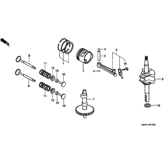 Honda HRB423K1 - SDE - MZBC 8100001- Crankshaft Diagram