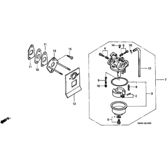 Honda HRB423K1 - SQE - MZBC 8100001- Carburettor Diagram