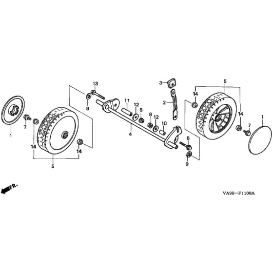 Honda HRB423K1 - SQE - MZBC 8100001- Front Wheel Diagram