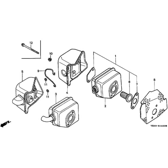 Honda HRB475 - QXE - MZAZ 8000001-8099999 Muffler Diagram