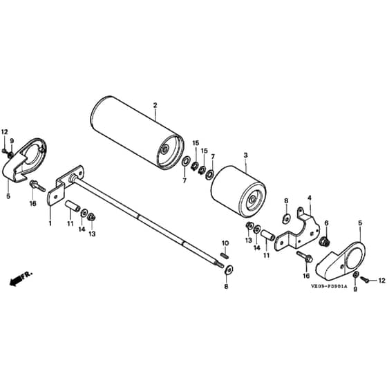 Honda HRB475 - QXE - MZAZ 8000001-8099999 Rear Axle Shaft/Roller Diagram