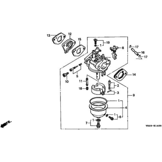 Honda HRB475K1 - SME - MZAZ 8100001-8199999 Carburettor Diagram