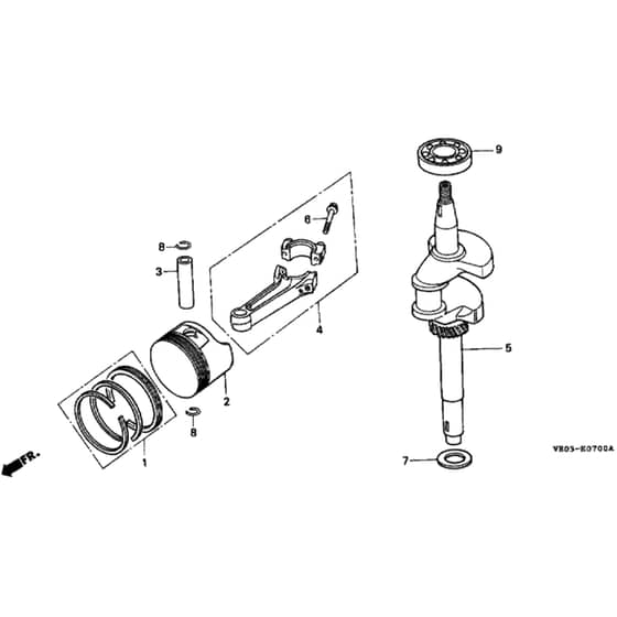 Honda HRB475K1 - SXG - MZAZ 8100001-8199999 Crankshaft/Piston Diagram