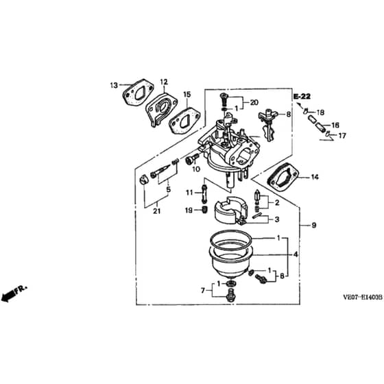 Honda HRB475K2 - HME - MZAZ 8200001-8299999 Carburettor Diagram