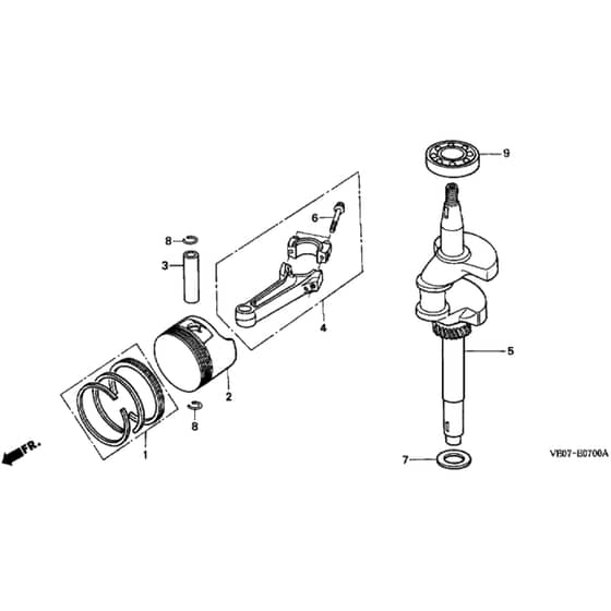 Honda HRB475K2 - SDE - MZAZ 8200001-8299999 Crankshaft/Piston Diagram