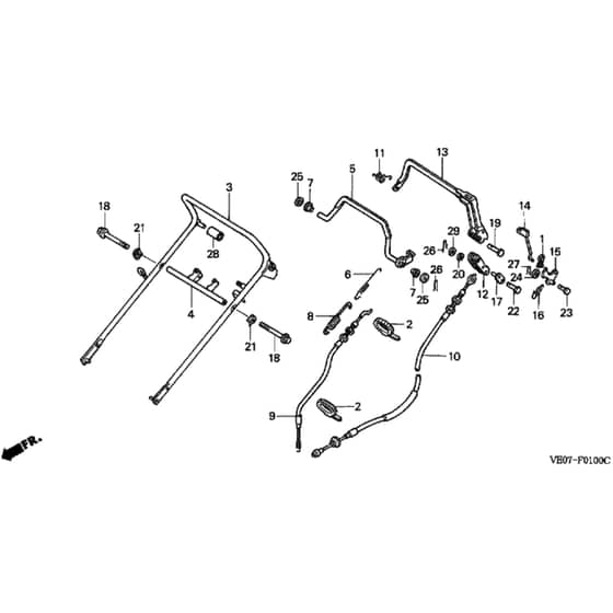 Honda HRB475K3 - QME - MZAZ 8300001-9999999 Handle Pipe Diagram